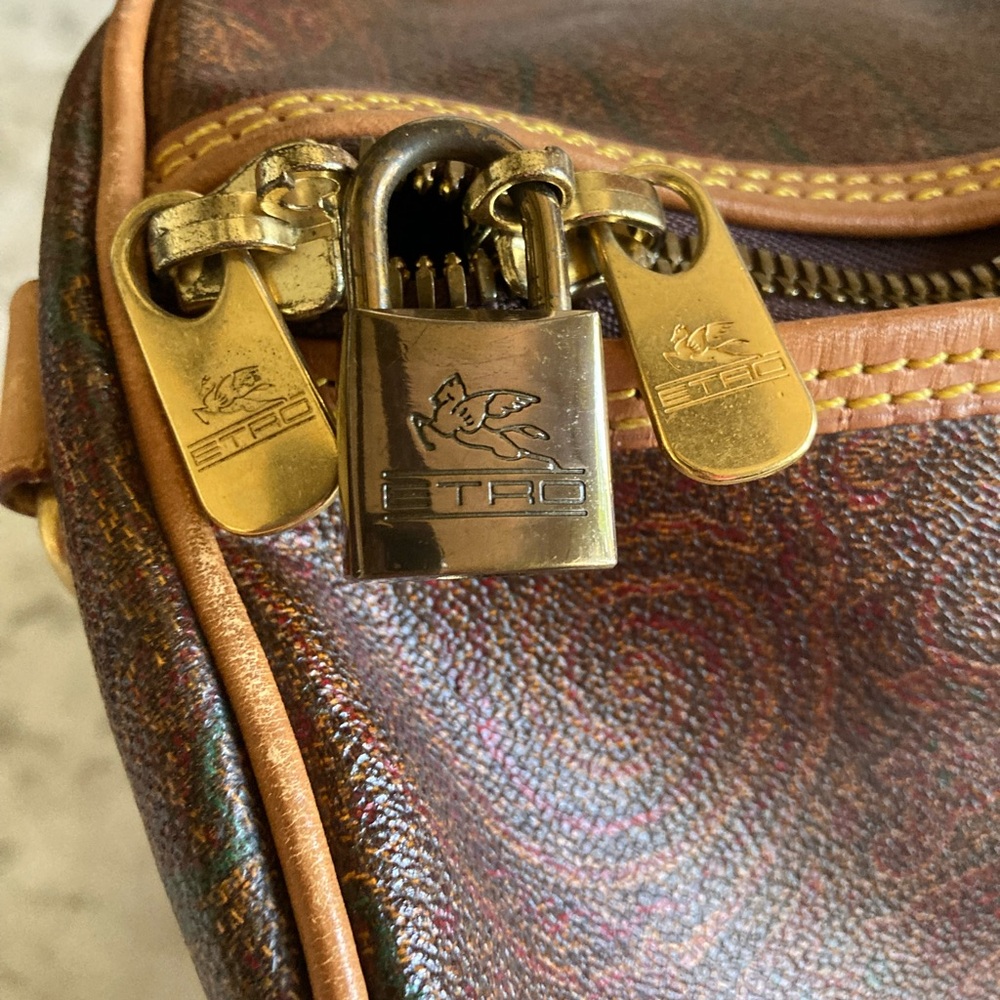 ETRO Milano Burgundy Maroon paisley vintage Duffel Bag - Picture 11 of 14